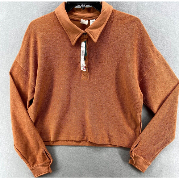 NWT Roxy Shirt Sz M All Day Every Day‎ Polo Long Sleeve in Sunburn Terry Fabric - Picture 1 of 12